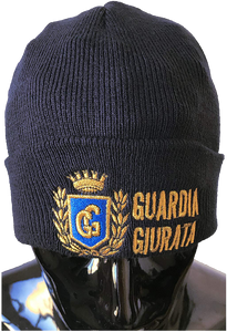 ALGI - Cappello Tondo in Maglia Blu Guardia Giurata con Alloro Celeste